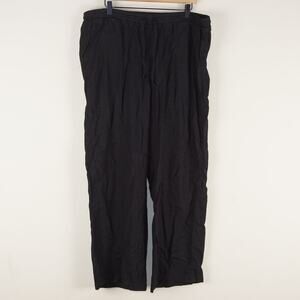 Gap Black Wide Leg Linen Blend Pull On Pants Womens Sz XL